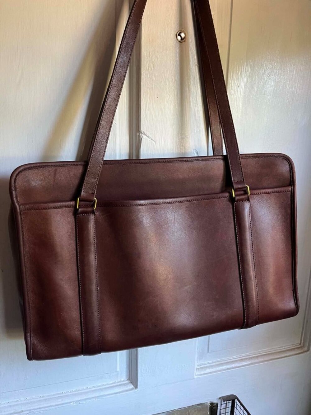 Coach Vintage 80s Shoulder Brief Bag Tote Leather 5230 Brown